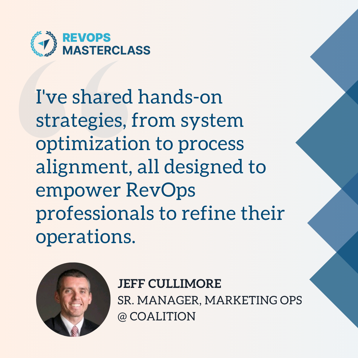 Senior Marktein professional Jeff Cullimore of Coalition provides insight into Boostup RevOps Masterclas