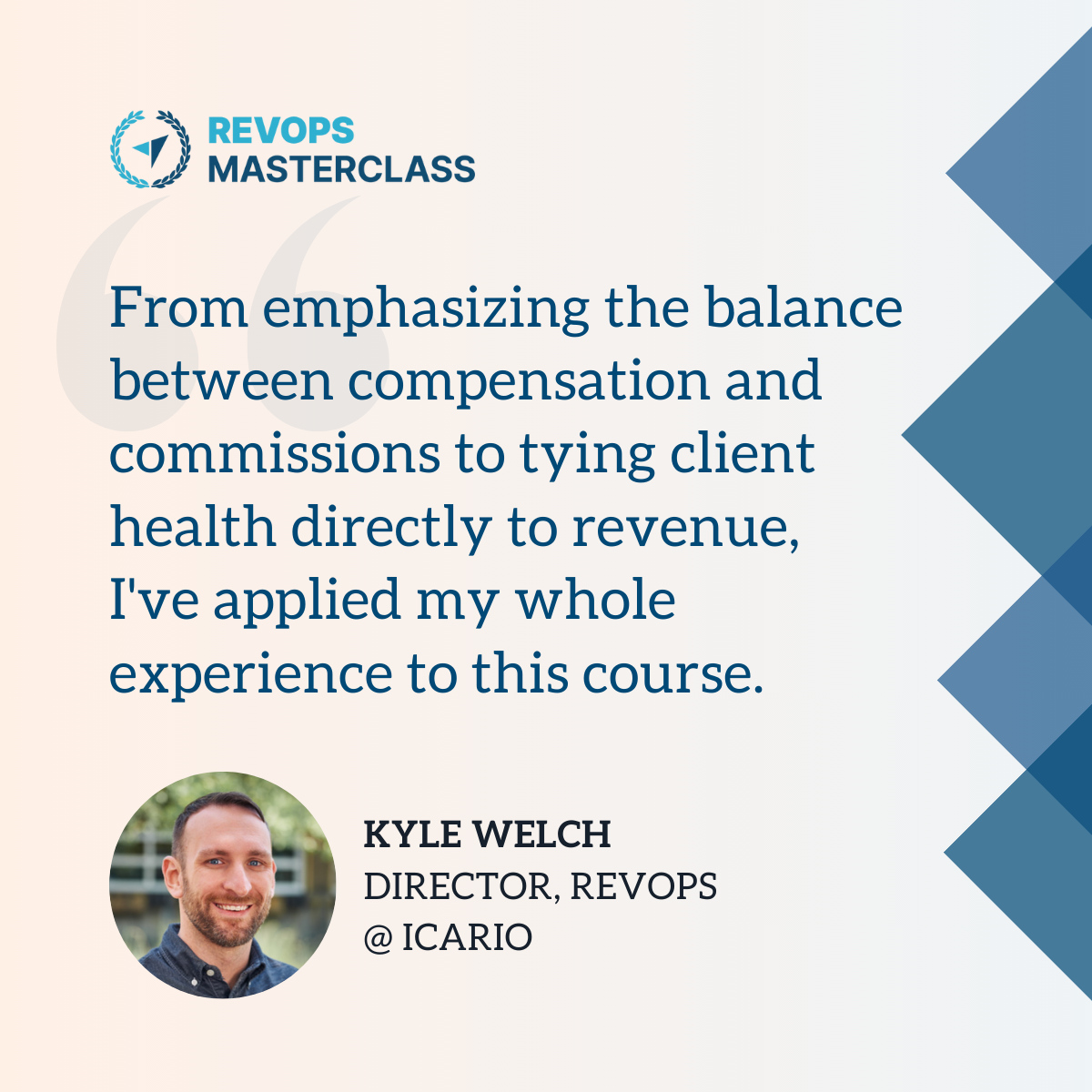 ICARIO Revops Director Kyle Welch applied his expertise to the course